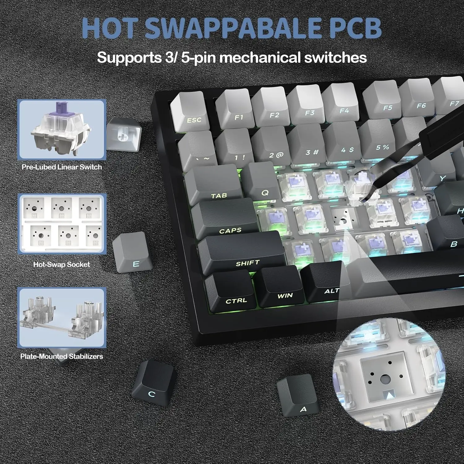 ATTACK SHARK X820 75% Ultra Wireless Mechanical Keyboard with TFT