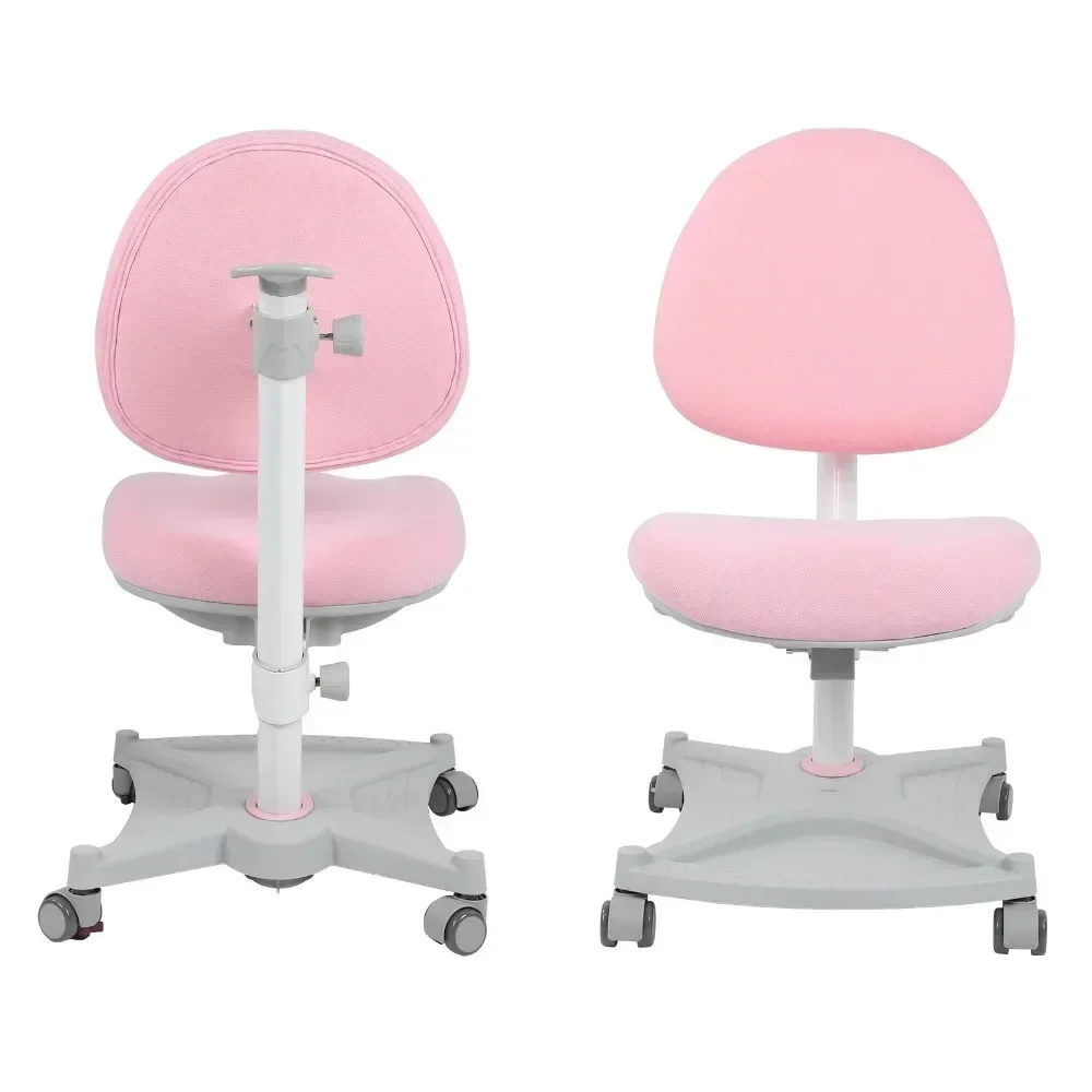 Silla de estudio para niños, asiento de altura ajustable con respaldo único, muebles escolares para el hogar, color rosa