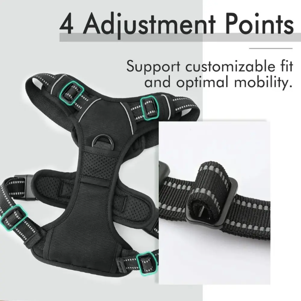 

Big Vests Adjustable Reflective Harness Soft Padded Reflective Dog Harness Leather Comfortable Pet Accessory Medium Dogs