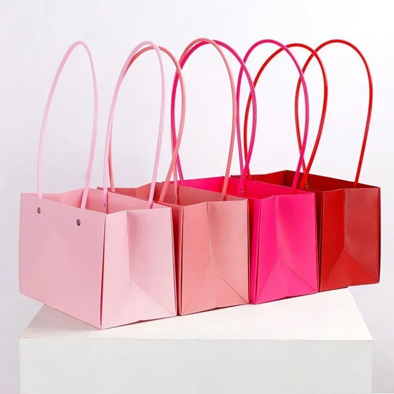 10pcs-portable-creative-handbag-gifts-birthday-valentine's-day-flower-paper-package-box-trapezoidal-rectangle-bouquet-tote-bags