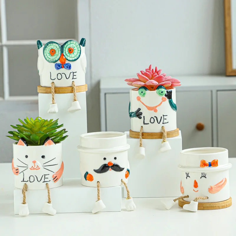 Creative Ceramic Flower Pot Planter Succulent Pot Home Decoration Ornaments Garden Supplies Bonsai Cactus Plant Pot