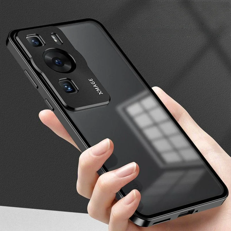 Acrylic Panel Magnetic Case for Huawei P60 Pro Cases Anti-fall Alloy Metal Frame Cover For Huawei P60Pro Matte Shell