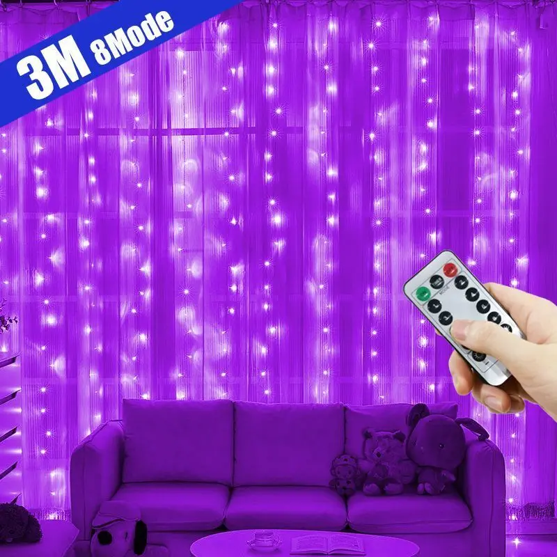 3/4/6M LED Wedding Party Fairy String Lights New Year Decoration 8 Mode Holiday Lights USB Curtain Light Garland Christmas Light