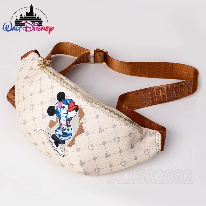 Disney-mini bolsa crossbody feminina mickey cartoon, de grande capacidade, cintura infantil, marca de luxo original, nova moda