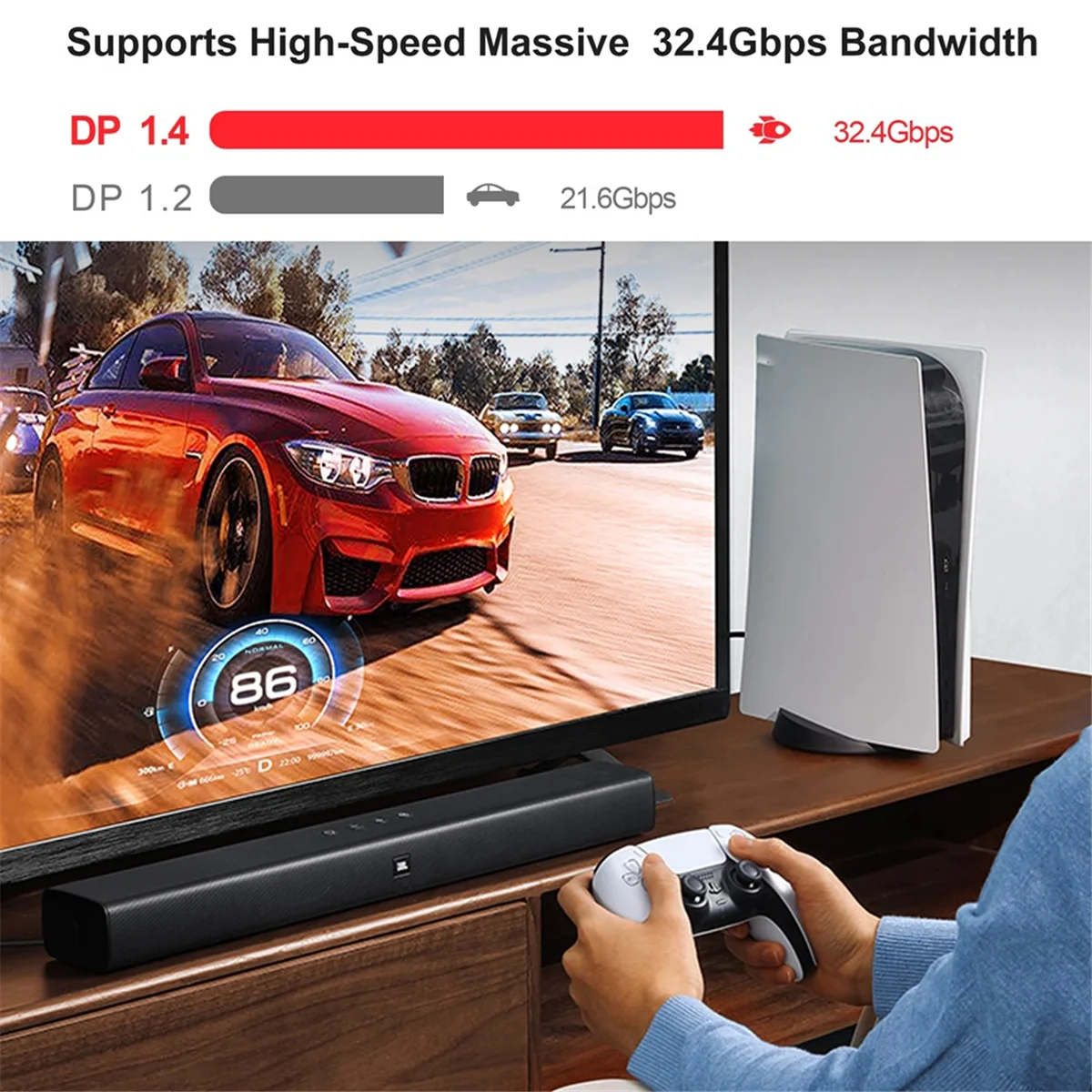 

A74Z DP 1.4 Волоконно-оптический кабель 8K Displayport Кабель HBR3 DSC 1.2 HDR10 32,4 Гбит/с 8K при 60 Гц 4K при 144 Гц Оптическое волокно Гибкое 10 м