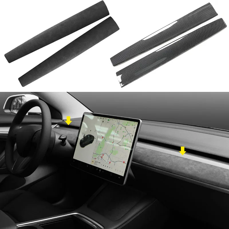 

Fit for Tesla Model 3 2024 2025 Model Y 2025 2026 Made of Alcantara Dashboard Panel Carbon Fiber Trim Cover