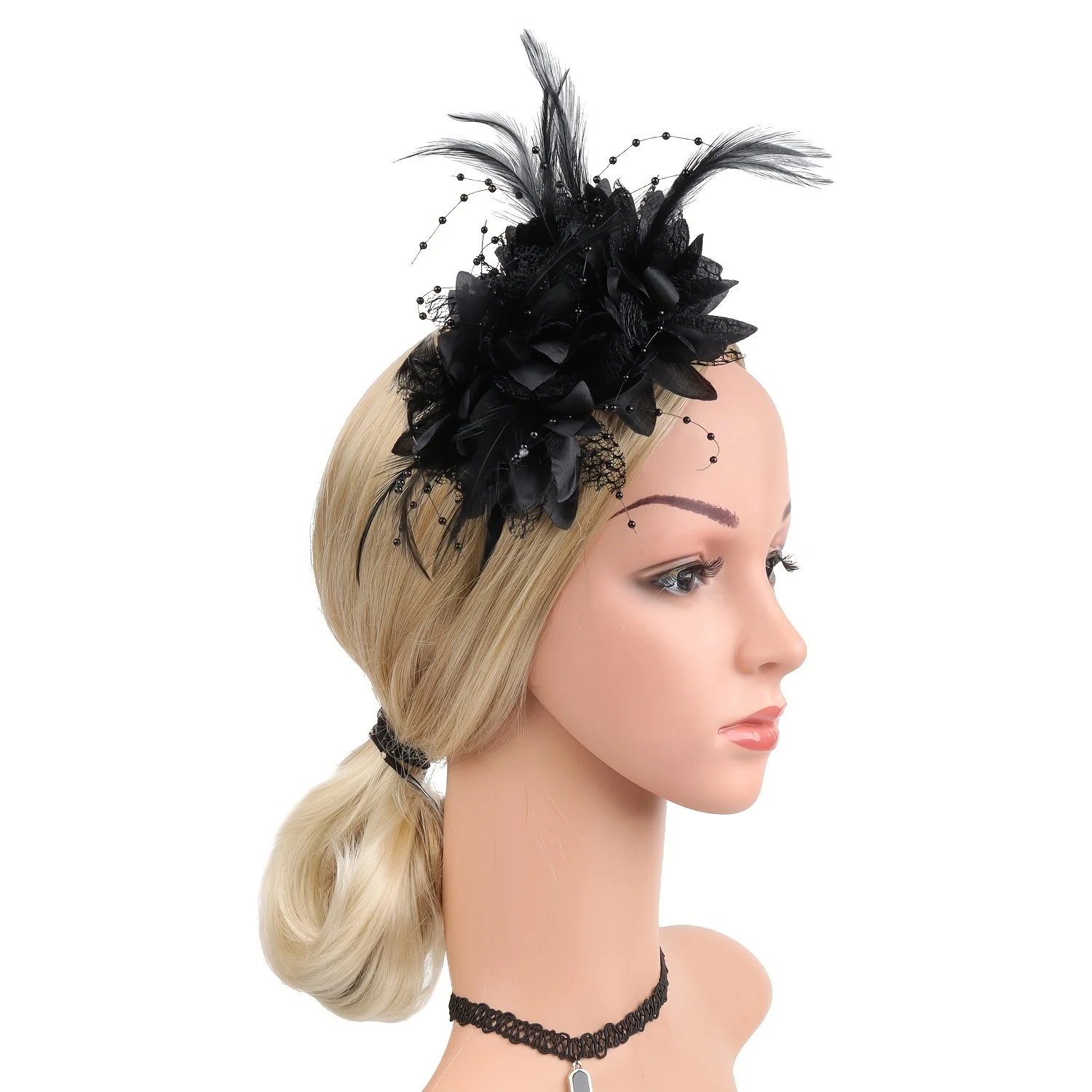 1pc Fascinator Hats For Women Feather Headband Kentucky Headpiece Gatsby Derby Hat For Cocktail Wedding Tea Party