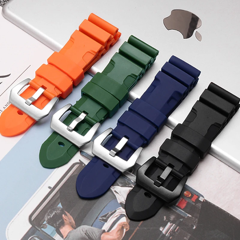 Flat Interface Rubber Watch Strap Substitute Stealth/Lumino Series Special Pin Buckle Silicone Watch Strap 22/24/26mm