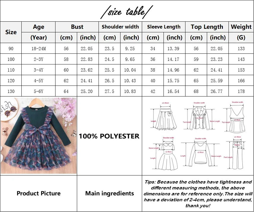 2024 Spring Girls Clothes Long Sleeve Flower Kids Girl Birthday Party Princess Dresses Cute Summer Dress 2 3 4 5 6 Years