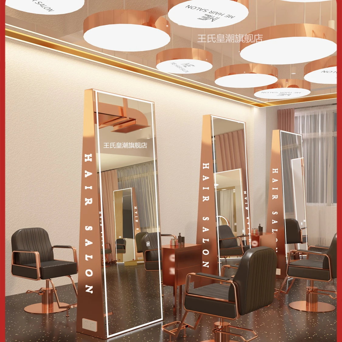 Barber shop mirror table, special for hair salon, barber shop mirror, double-sided  less steel