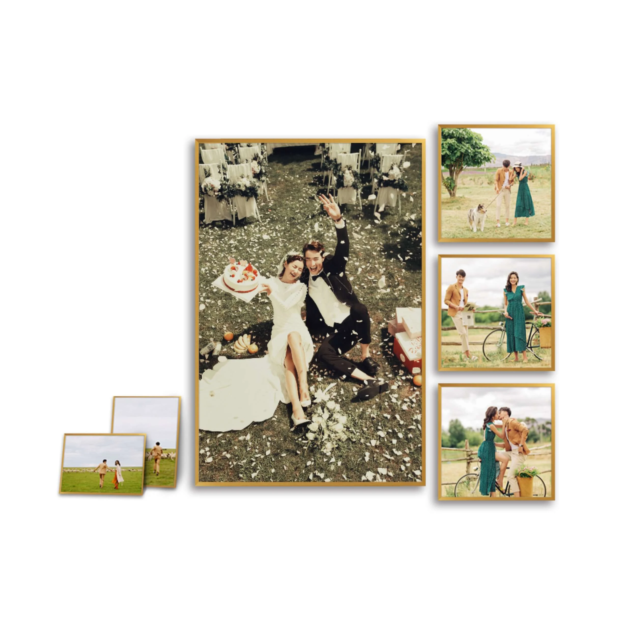 

Photo wall Set Metal Frame Display with Custom HD printing Photos Wall Gallery Art Assembly with Fully Assembled & Ready To Hang