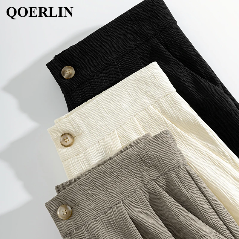 QOERLIN White Shorts Women Textured Elastic High Waist Bermuda Shorts Running Shorts Black Casual Summer Holiday Beach Clothing