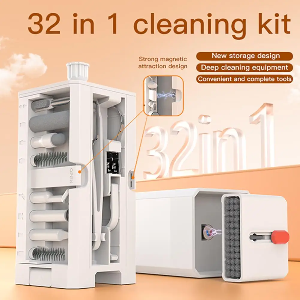 32in1 Electronic Equipment Cleaning Kit Multi-function Tools Keyboard Earphone Phone Brush Cleaning Cleaner Computer Laptop M5z6