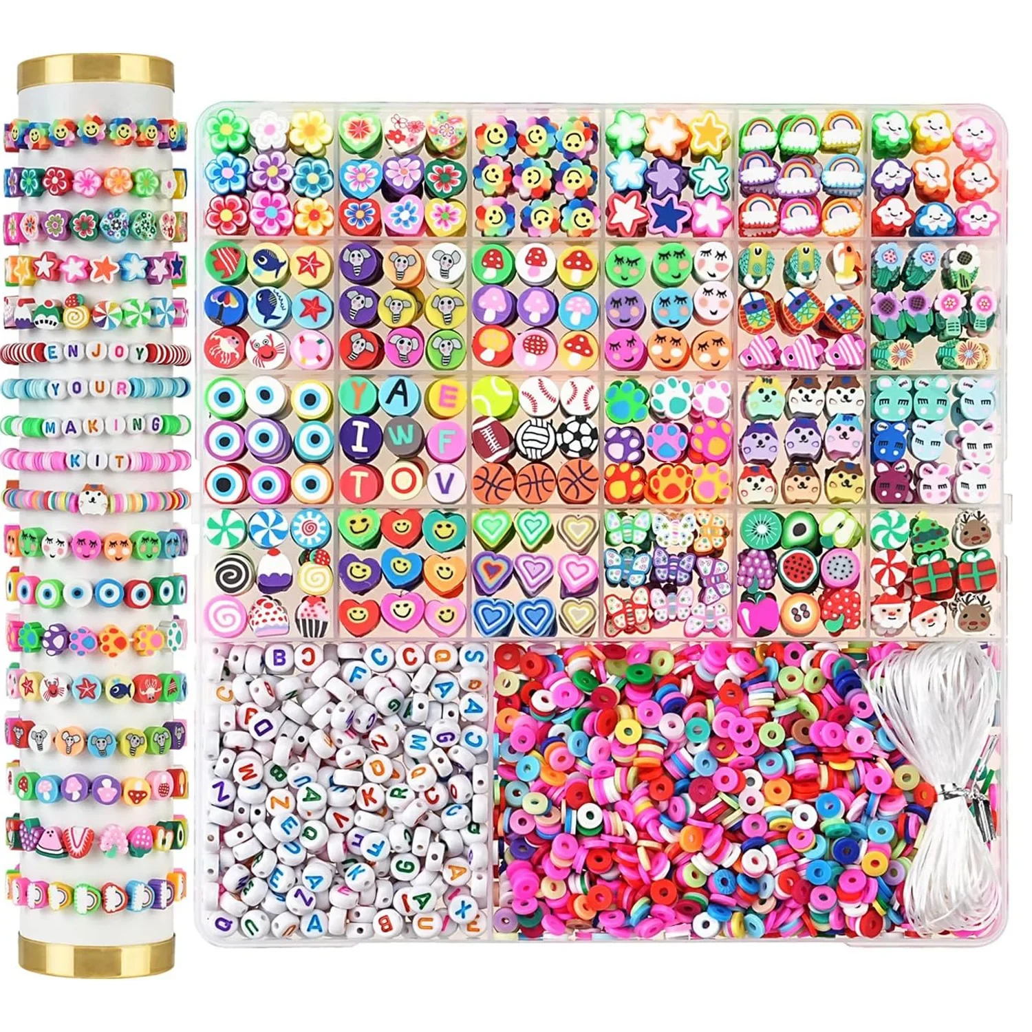 

2300 pieces of cross-border 26-case DIY earthenware perforated beads letter beads clay beads earrings jewelry set