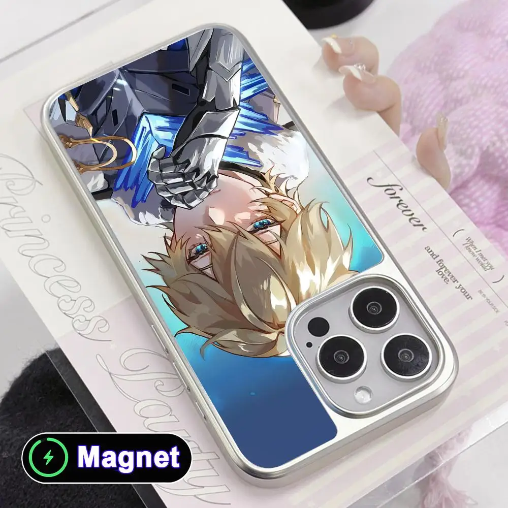 

HSR Gepard Silver Plating Magsafe Mobile Phone Case for iPhone 17 16 15 14 13 12 11 Air Pro Max Plus Colorful Cover