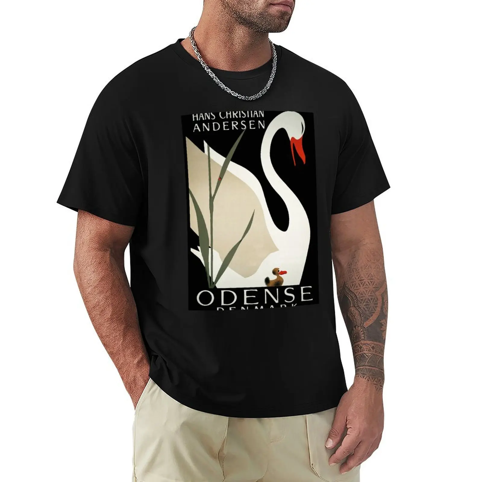 Vintage Odense Denmark white swan travel advert T-Shirt essential t shirt T-Shirt
