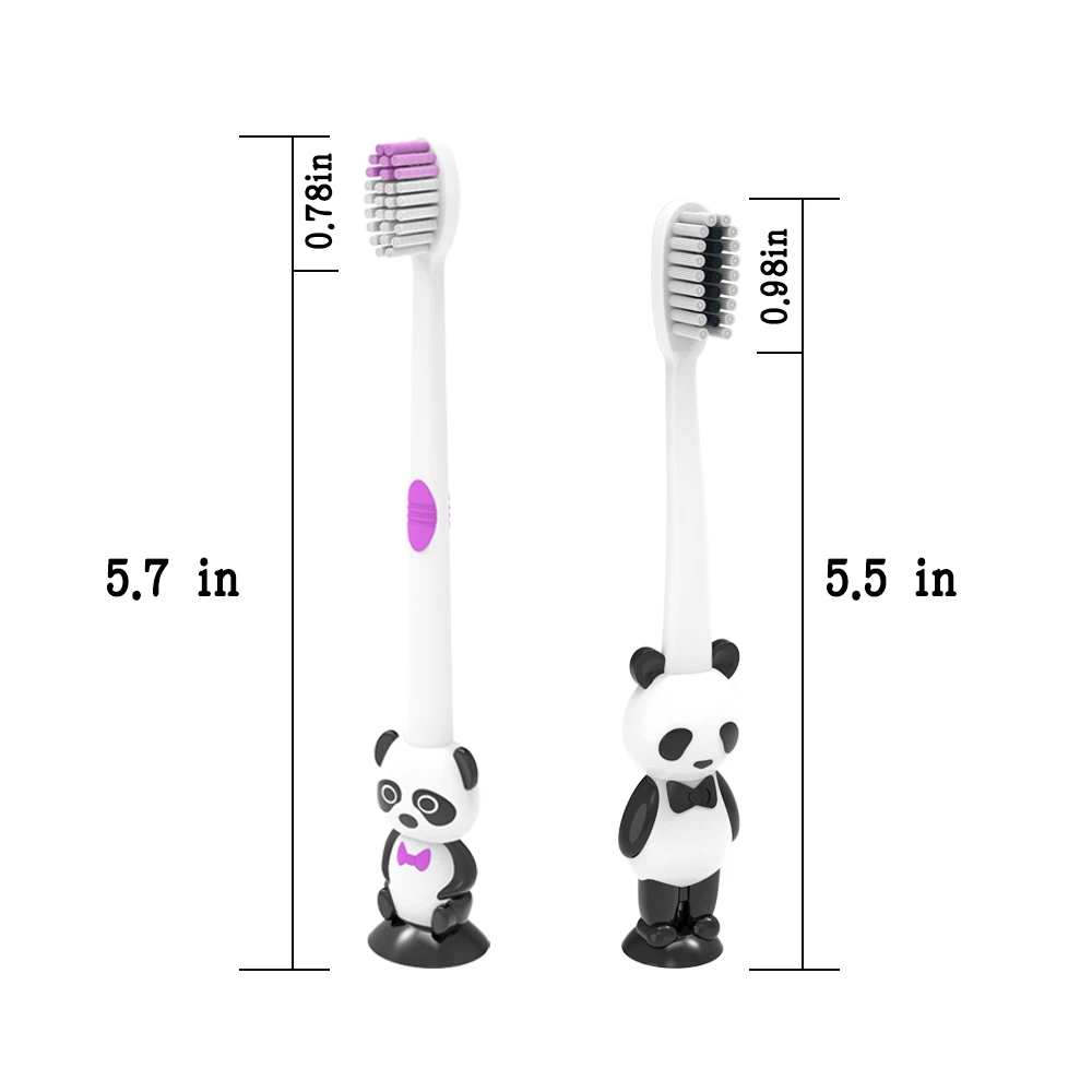 Brosse à dents pour enfants de 3 à 12 ans, 4 pièces, manche Panda mignon, brosse à dents à poils doux, hygiène buccale, nettoyage dentaire