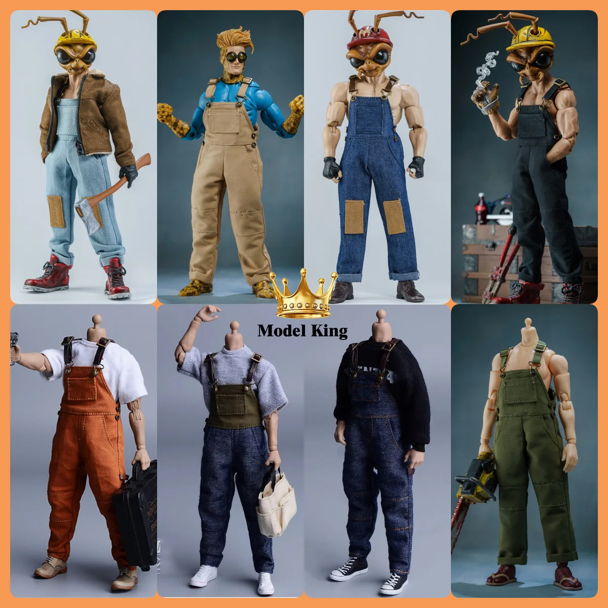 In Stock 1/12 Scale Fashionable Trendy Dungarees Leisure Jumpsuit Jeans For 6inchs MEZCO Notaman NW GW Male Action Figures Body