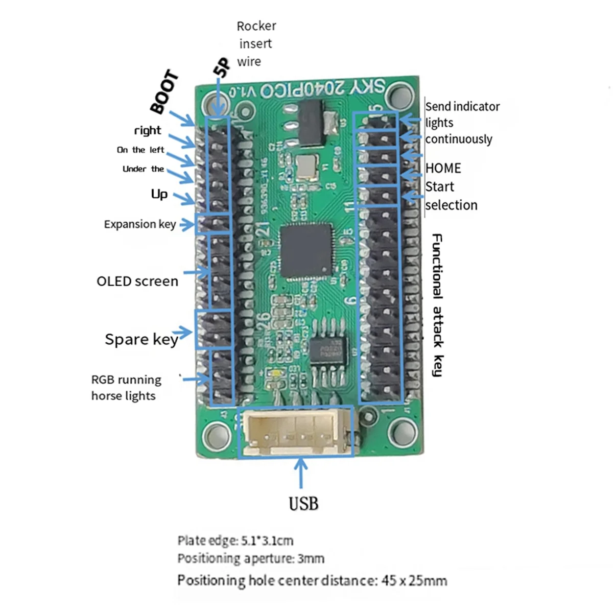 조이스틱 키보드 PC 미니 키보드, // 스팀, 미스터, 스위치 개발 전자 보드용
