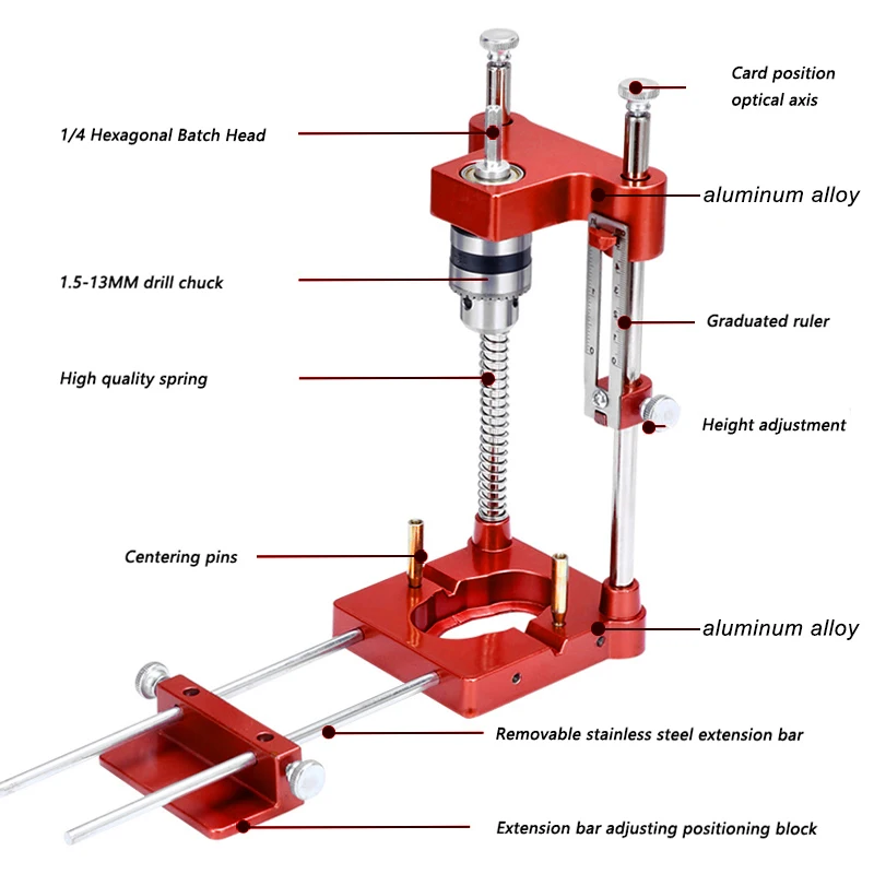 Drill Locator Portable Woodworking Punch Locator Convenient Drill Bit Holder Aluminum Alloy Perforator Drill Template Guide Tool