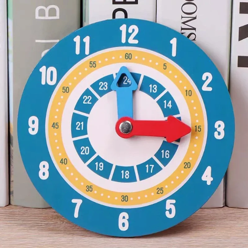 Kids Montessori Wooden Clock Toys Time Learning Teaching Aids Educational Toys For Children Primary School Clever Board Toy