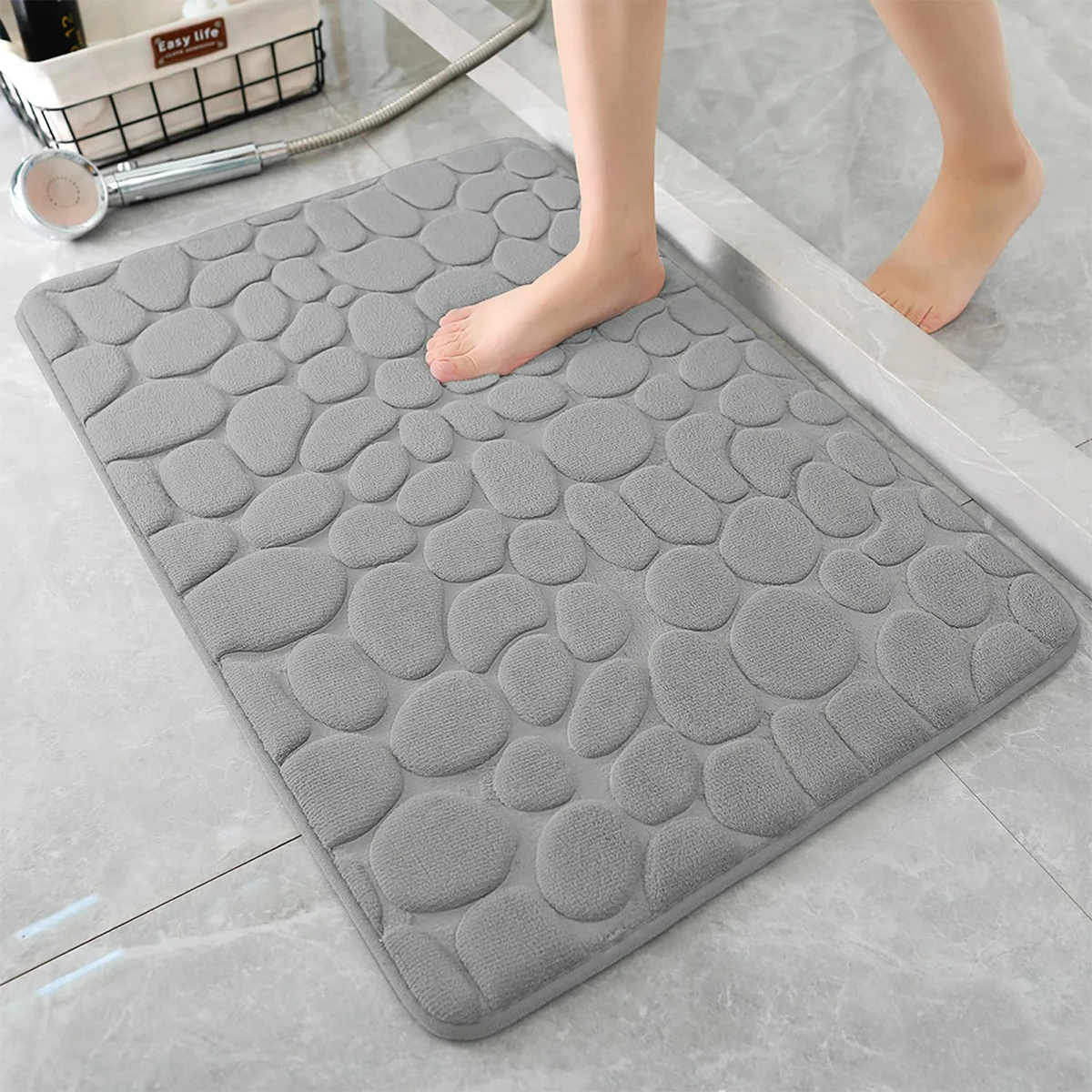 50*80cm Bathroom Bath Mat Non Slip Carpets Cobblestone Embossed Pebble Bath Rug Basin Bathtub Side Floor Rug Shower Room Doormat