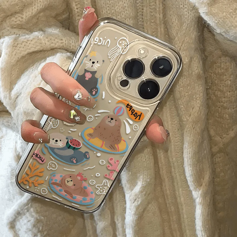 Cute Cartoon Sea Lion Phone Case For Samsung A57 A07 A36 A26 A56 A16 A06 A55 A35 A25 A15 A05 A54 A34 A24 A14 A13 A53 Clear Cover