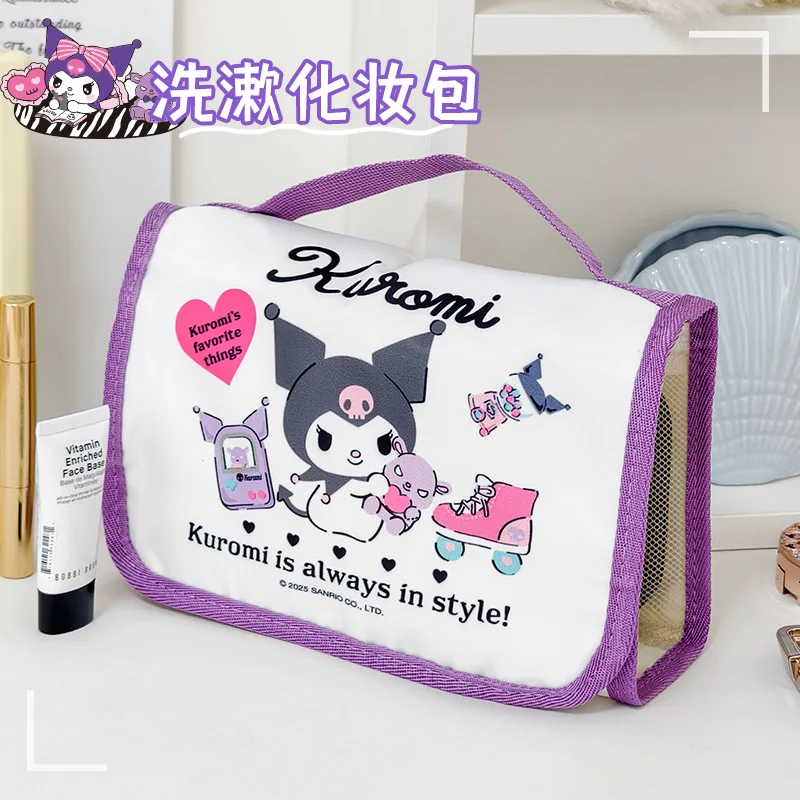 حقيبة مكياج سانريو هالو كيتي قابلة للطي، محمولة ذات سعة كبيرة للسفر والعناية بالبشرة وحقيبة غسيل وحقيبة تخزين هدية للفتيات #5