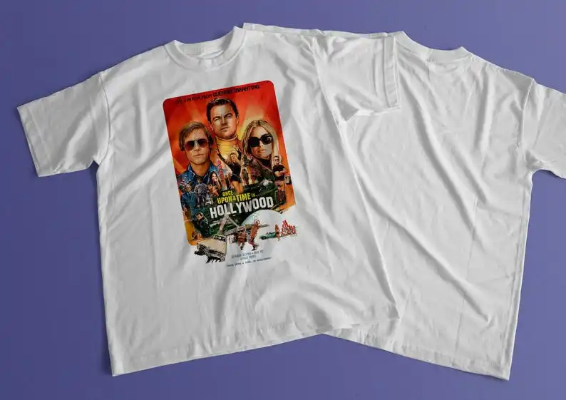 Once Upon a Time...in Hollywood, Quentin Tarantino, L. DiCaprio, Brad Pitt, 2019 - HQ Movie Print T-Shirt, Heavyweight Unisex Cr