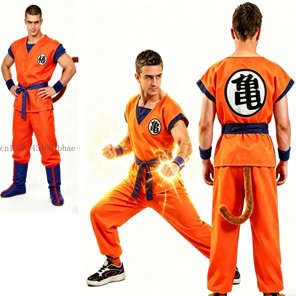 Disfraz de Cosplay de Son Goku para Niños y Adultos, Traje de Superhéroe Japonés Goku para Hombre y Niño, Mono Saiyan para Halloween