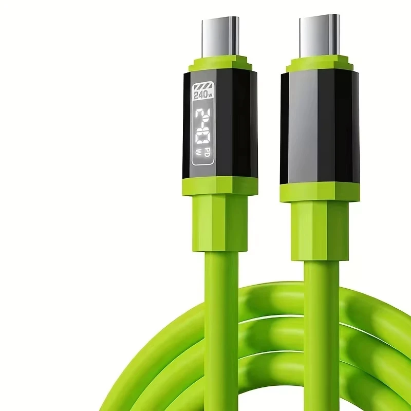 كابل Xiaomi 240W 1.5m شحن سريع للغاية USB من النوع C إلى النوع C مع شاشة عرض طاقة في الوقت الحقيقي لهاتف Huawei Samsung OPPO VIVO
