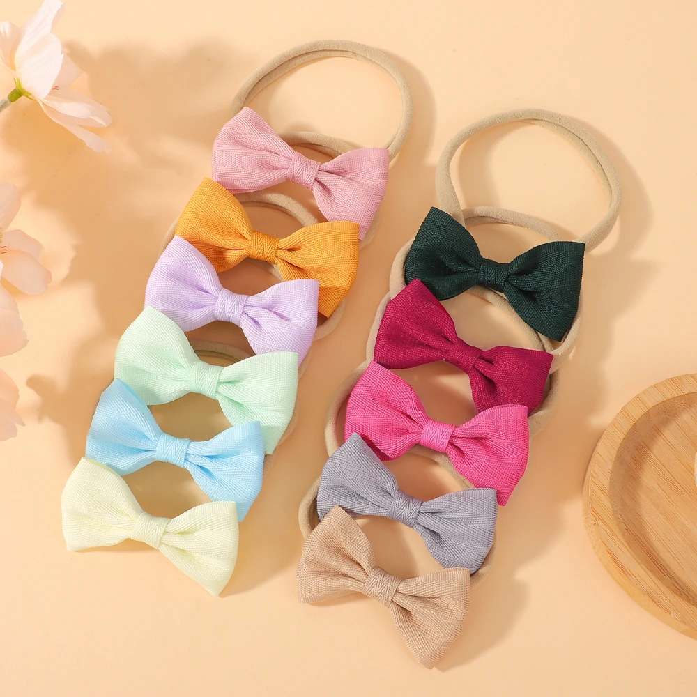 

10 шт., эластичные ленты для волос произвольного цвета, повязка на голову с бантиками для волос для маленьких девочек, веревка для волос ручной работы с нейлоном