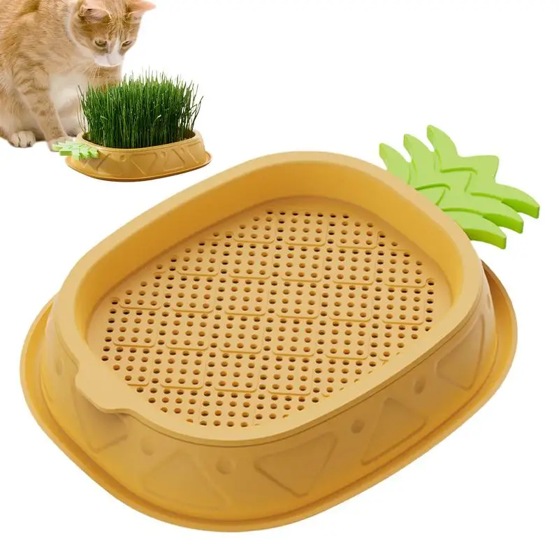 Hydroponic Cat Grass Planter Cat Grass Planter Tray Pineapple Design Plant Germination Tray Wheat Grass Growing Pot Nursery Cat