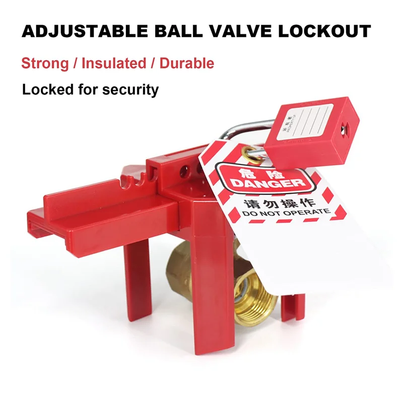 ABJN-3X Ball Valve Locking, Adjustable Ball Valve Locking Device, Small, For 1/2Inch-2-1/2Inch Outer Pipe Diameter, Red