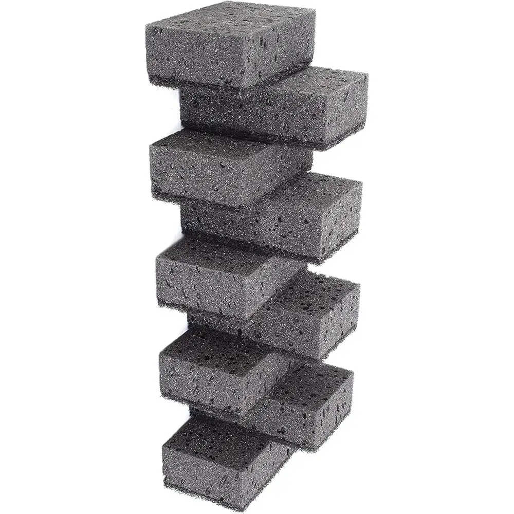 

Черные губки для чистки. Сделано в Европе. Набор из 9 штук, 4,3x2,8x1,4 дюйма. Прочное и устойчивое к царапинам волокно. Набор кухонных губок с