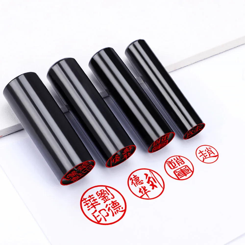 

Natural OX Horn Black Round Chinese Name Stamps Customize Personalized Signature Stamp Calligraphy Painting Chop Seal Gifts