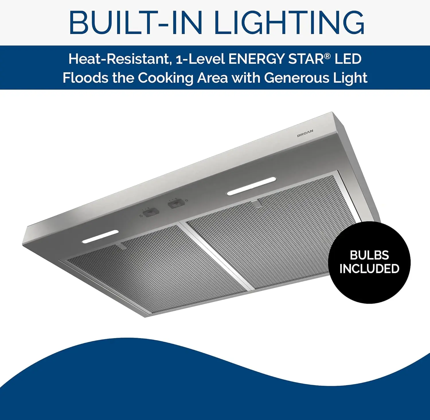 BCSEK130SS Glacier 30-inch Under-Cabinet 4-Way Convertible Range Hood with 2-Speed Exhaust Fan and Light, 300 Max B