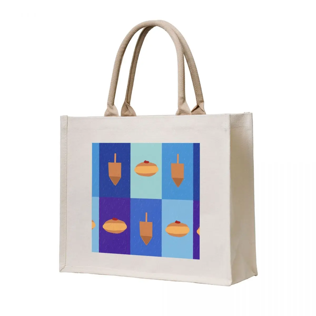 

D&D - Doughnuts and Dreidels Blue Grid Tote Bag shopping bag reusable shopping bags Portable shopping bag