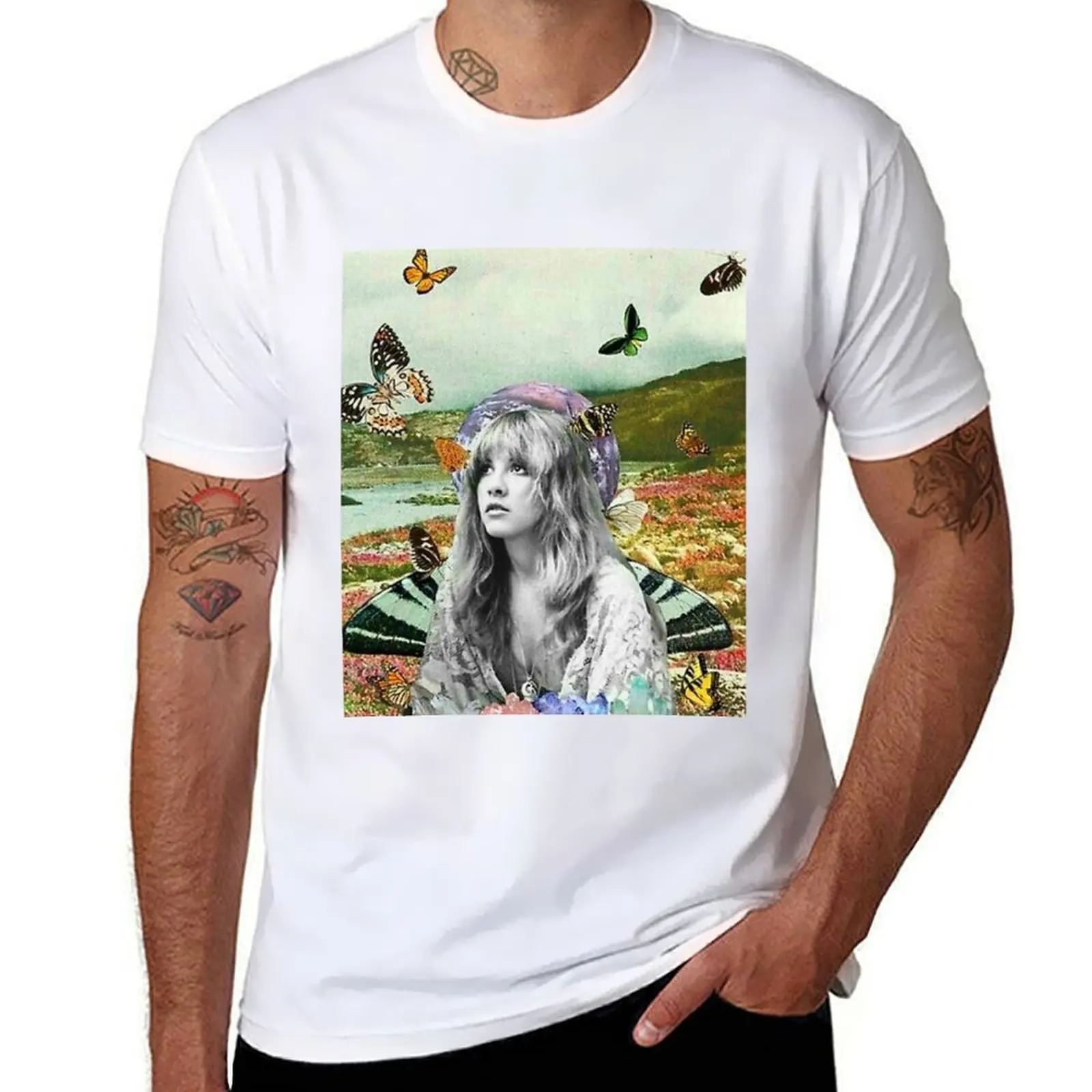 

the woman is and butterfly T-Shirt t shirts for man cotton essential t shirt T-Shirt