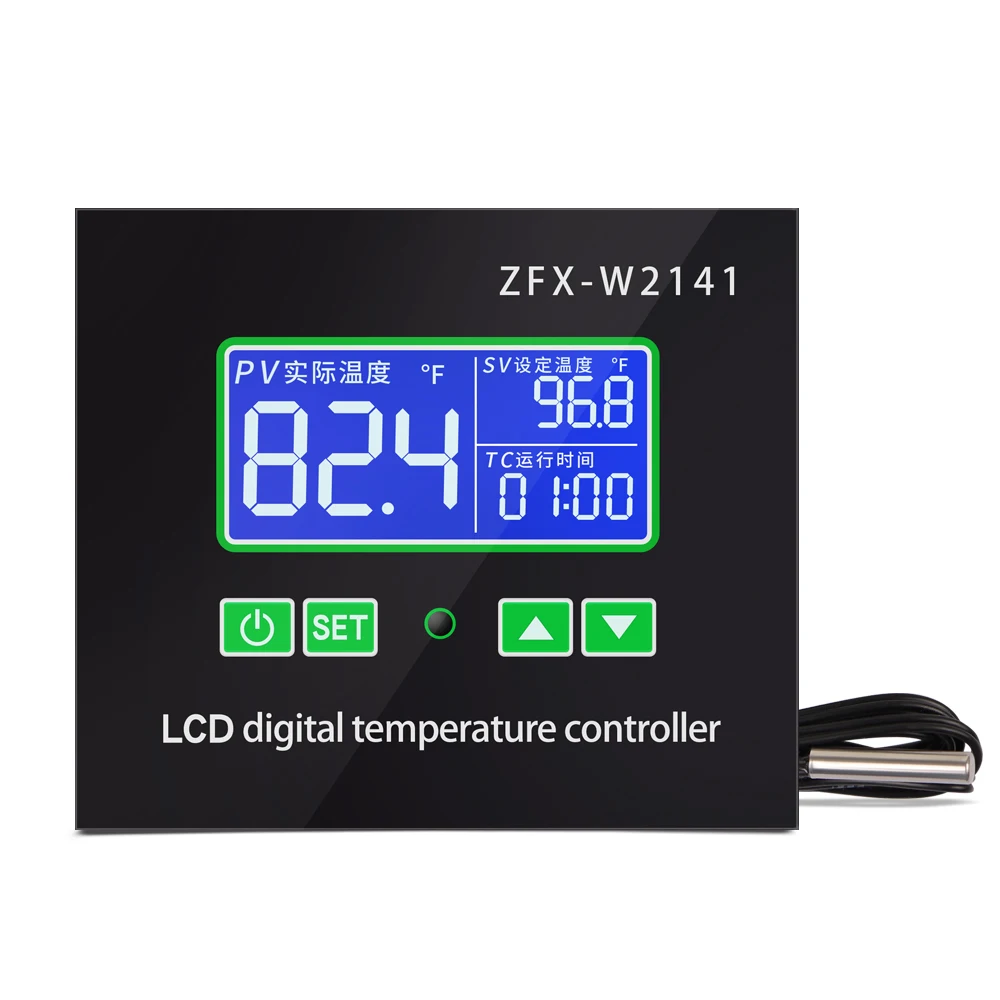 ZFX-W2141เทอร์โมสตัทดิจิตอล AC 220V LCD ปรับอุณหภูมิได้พร้อมหัววัดความร้อน NTC