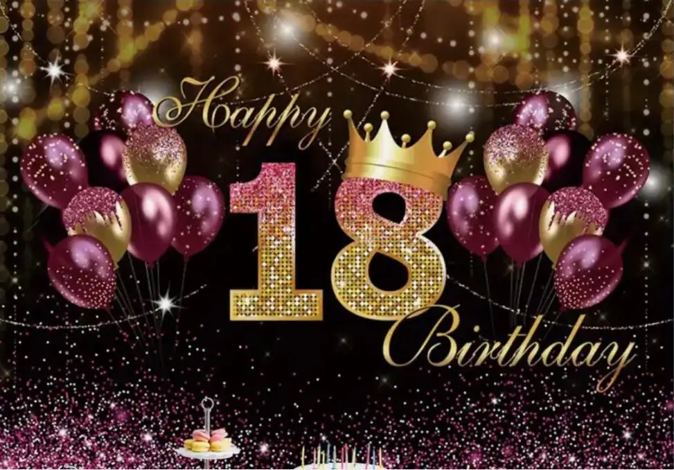 Fondo de oro rosa para 18 cumpleaños, pancarta para niñas de 18 años, fiesta de cumpleaños, fondo de fotografía personalizado, accesorios de estudio fotográfico