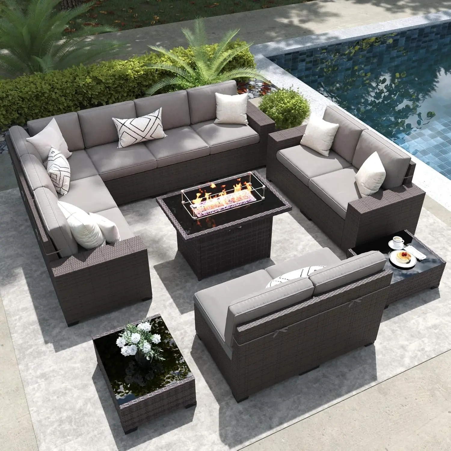 13 kousky outdoorové patio nábytek sada s 44