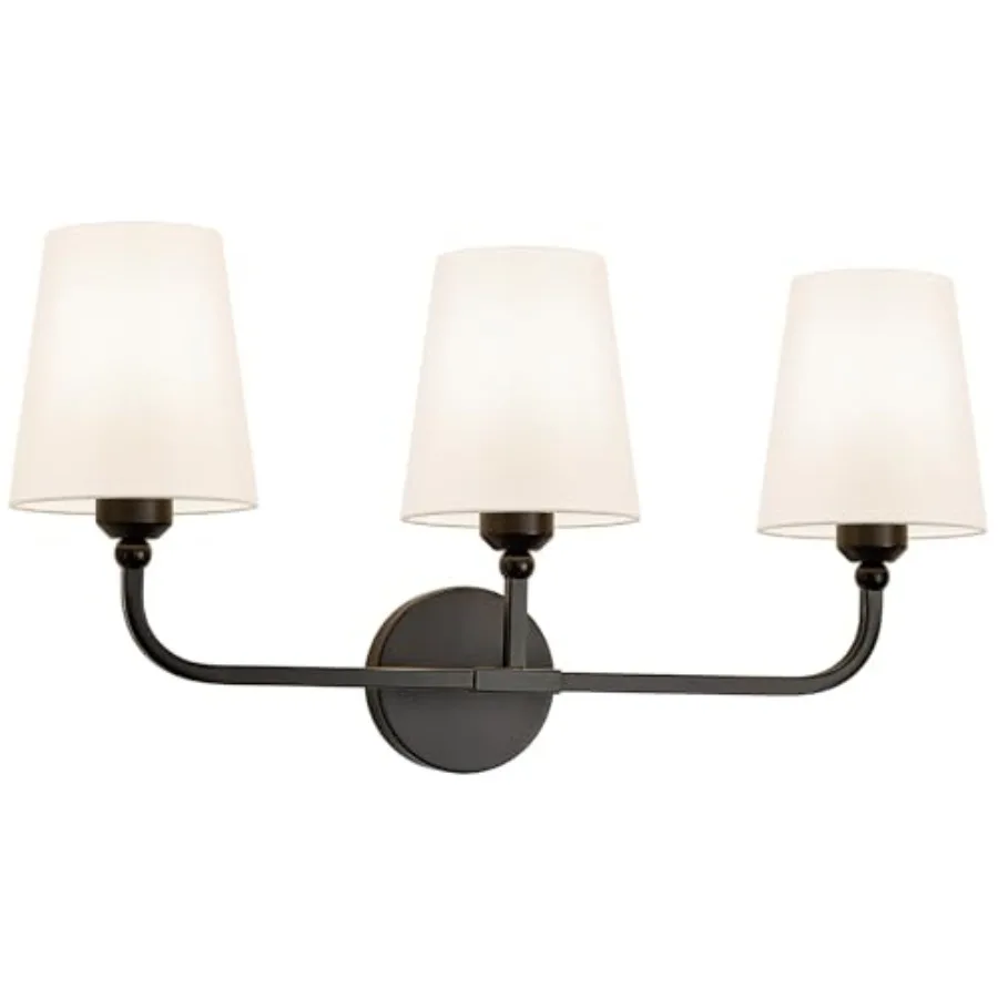 

Bathroom Vanity Light Matte Bathroom Light Fixtures Lighting Fixtures Over Mirror Modern Wall Sconce with Flared White Fabric S