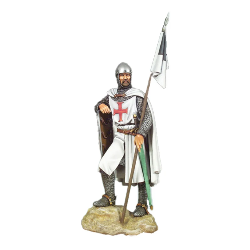 Resin soldier  1/18 90mm   ancient  Knight Templar (1150) warrior stand    Model Unassambled Unpainted  Figure Building Kit