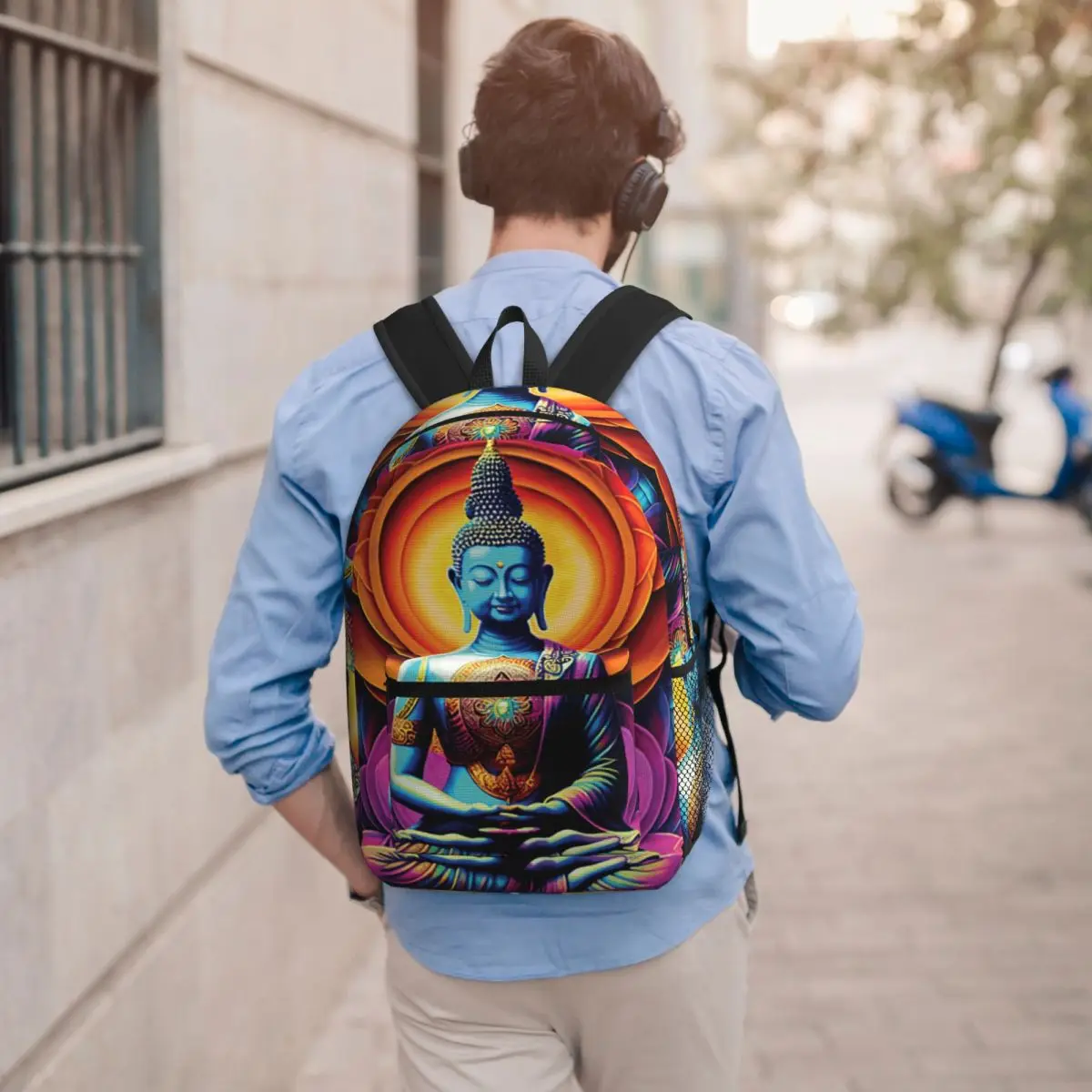 

Buddha Mandala Flower Backpack Boys Girls BookBag Children School Bag Computer Shoulder Bags for Men Women