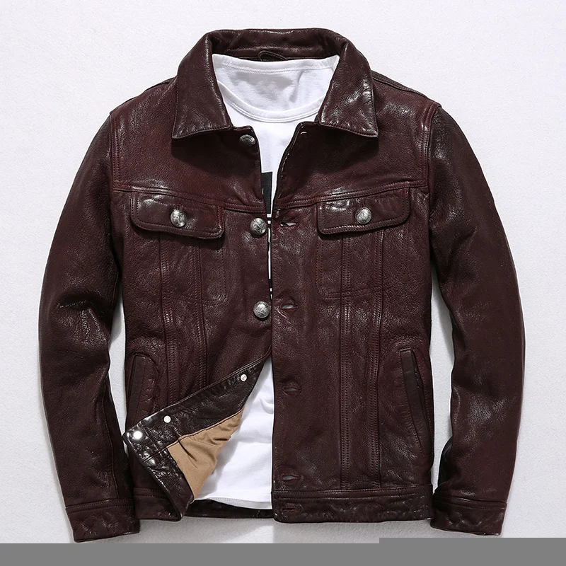 Leather Jacket Genuine Men Spring Clothes 2023 Motociclista Biker Real Sheepskin Leather Coat Man Streetwear Chaqueta 905