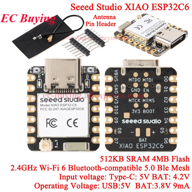 1 szt.-10 szt. ESP32 Seeed Studio XIAO ESP32C6 2.4G WiFi 6+Bluetooth-kompatybilny Ble 5 4M Obsługa Zigbee Matter Bezprzewodowa Płytka Rozwojowa