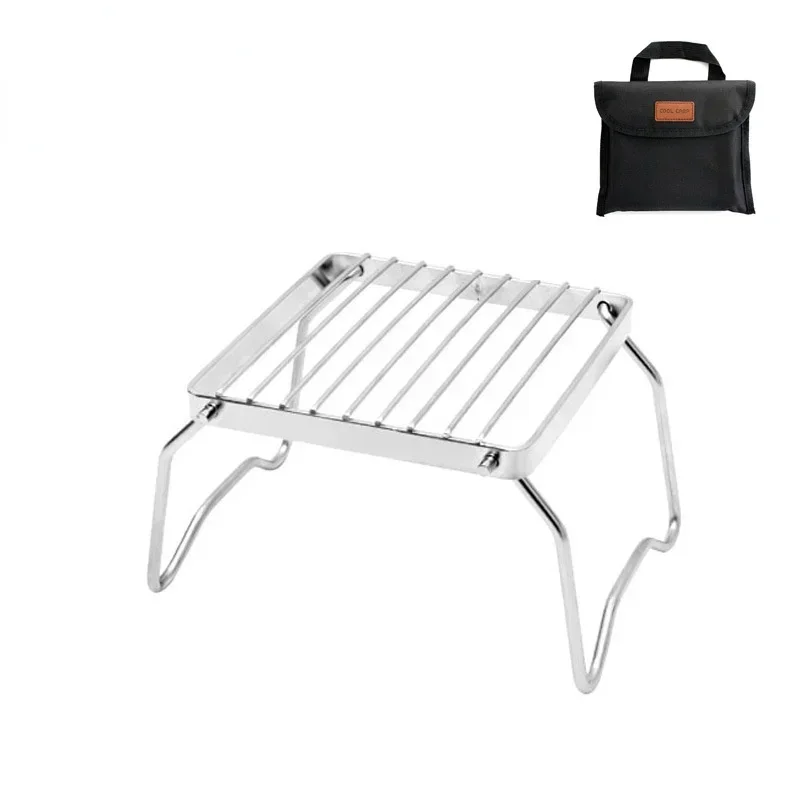 

Outdoor Stainless Steel Mini Folding Bracket Portable Barbecue Stove Stove Head Rack Grill Pan Rack Pot Rack To Send Handbag