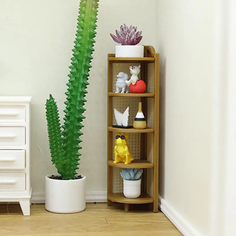 Simulation Miniature Corner Storage Rack Display Shelves Model Dollhouse Retro Scene Furniture Decoration Toys 1/12 Dollhouse