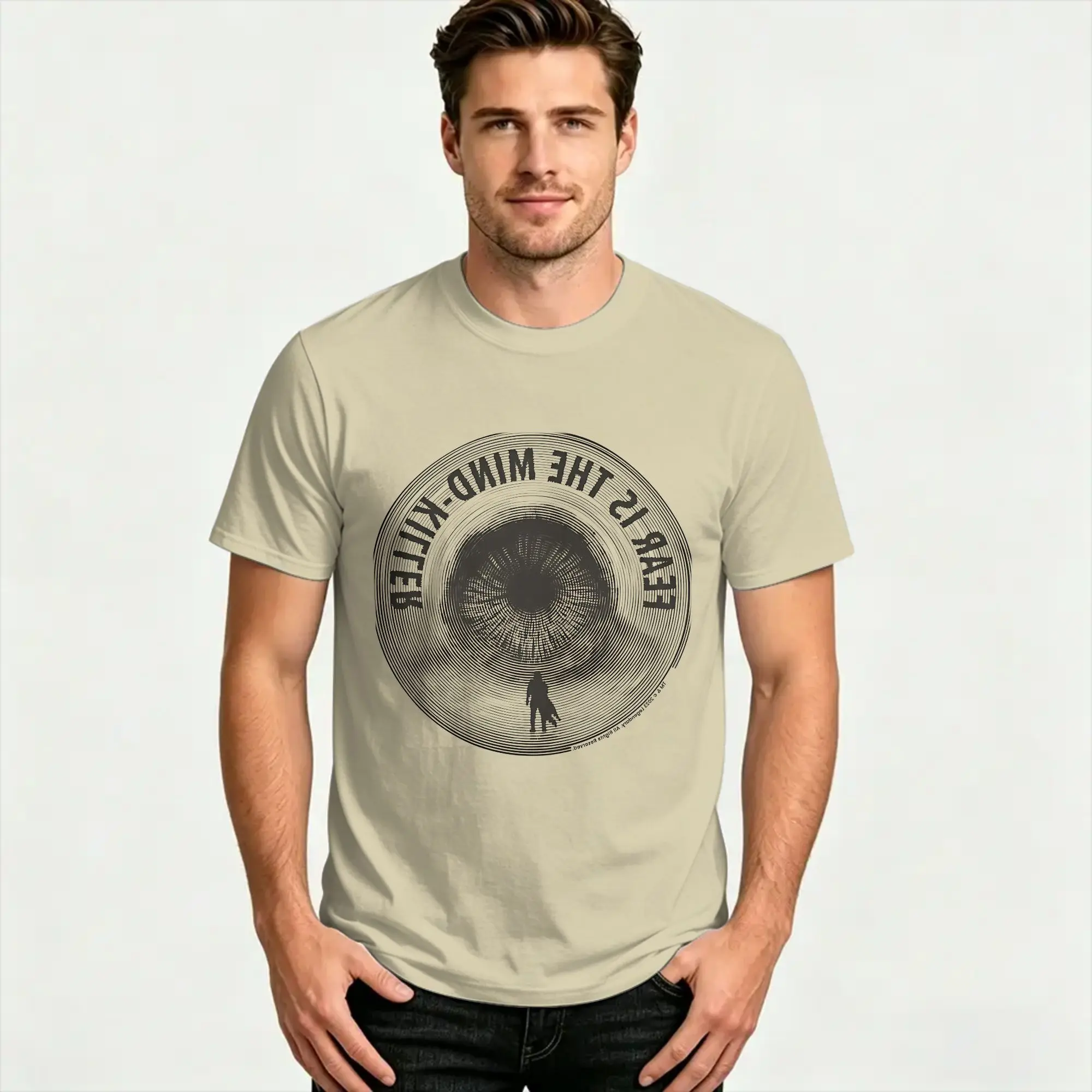 Dune, the sandworm. Fear is the mind-killer Cotton T Shirt For Men Vintage T-Shirts Fashion Tees Oversize Custom Logo Clothing